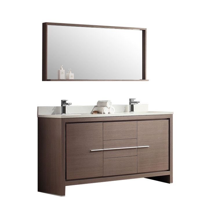 Fresca Allier 60" Double Modern Bathroom Vanity Set with Mirror